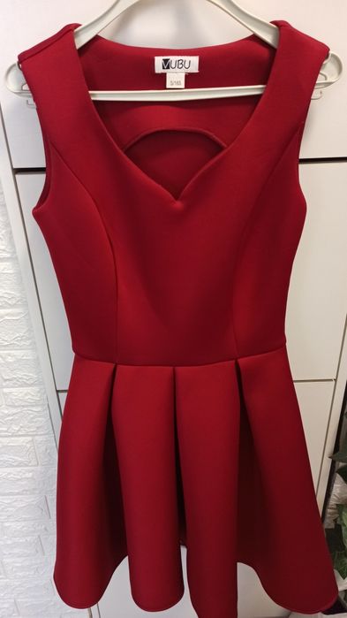 Sukienka bordowa, elegancka, balowa, r. S, midi, ślub, studniówka