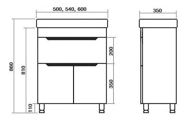 Новий комплект у ванну: тумба з прямокутним умивальником, раковиною.