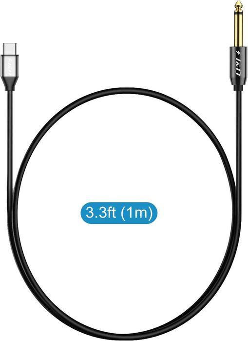 USB-C na 6,35 mm 1/4 cala kabel adaptera Aux, pozłacany 1m J&D spp39