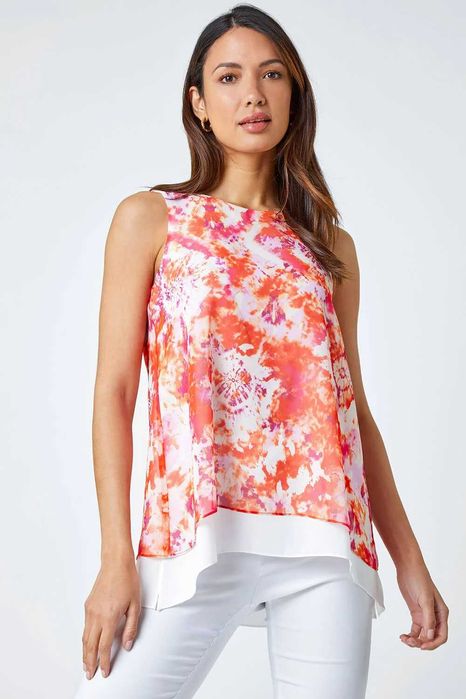 Блуза двошарова з ефектом тай-дай топ