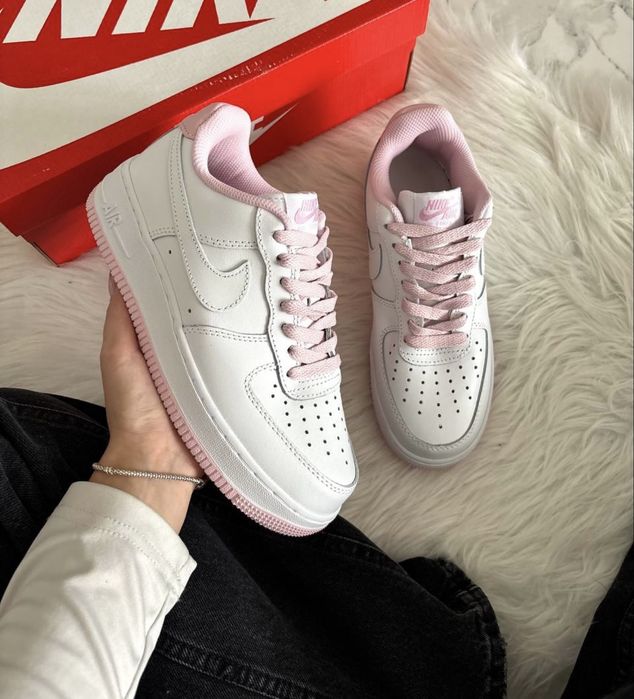 Кросівки Nike Air Force 1 Low White Pink / жіночі біло-рожеві кеди (36-41)