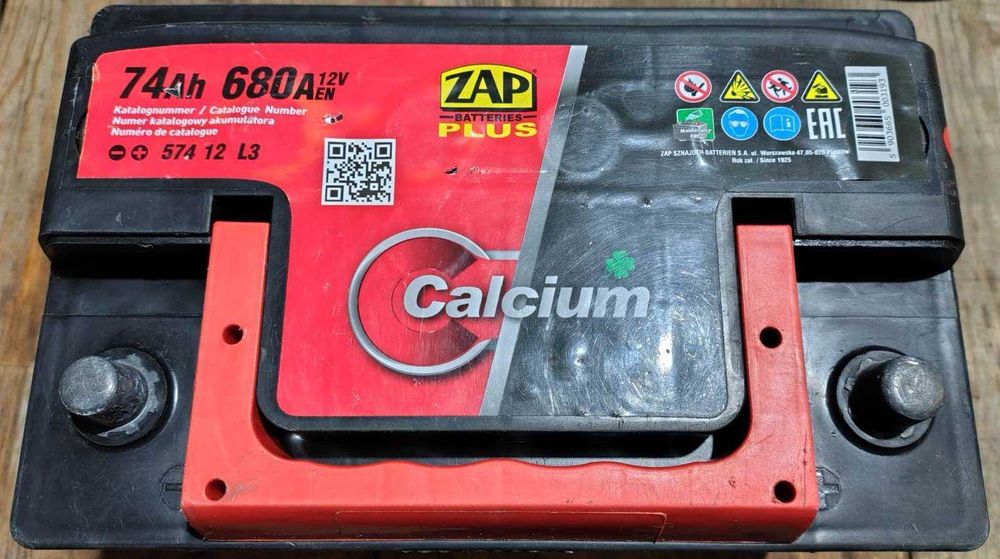 Akumulator samochodowy ZAP 74Ah, 680A, 98% sprawności