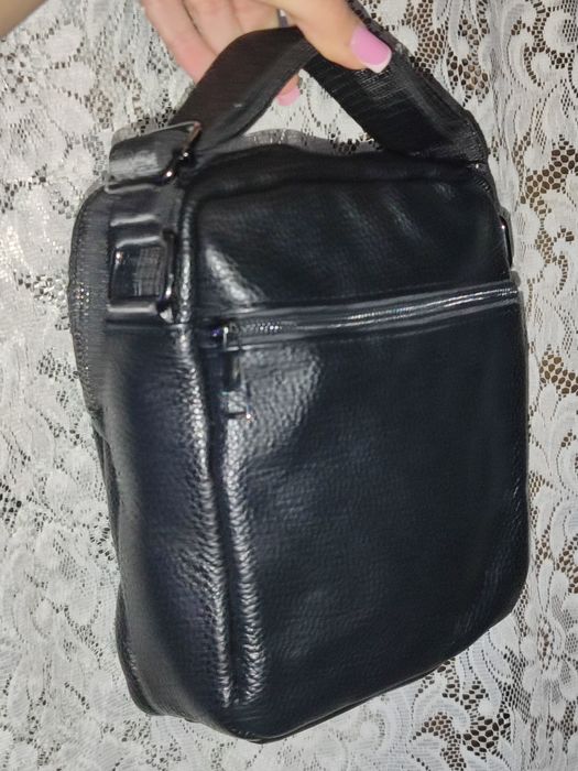 Барсетка сумка чоловіча через плече шкіряна чорна
