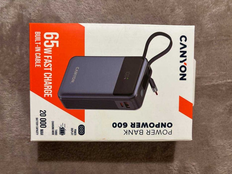 Зовнішній акум (павербанк) Canyon OnPower 600 20000mAh 65W Dark Grey