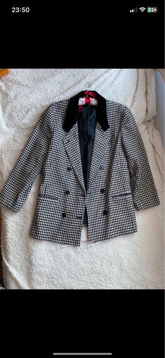 Żakiet marynarka narzutka w pepitkę elegancka praca czarny biały L C&A
