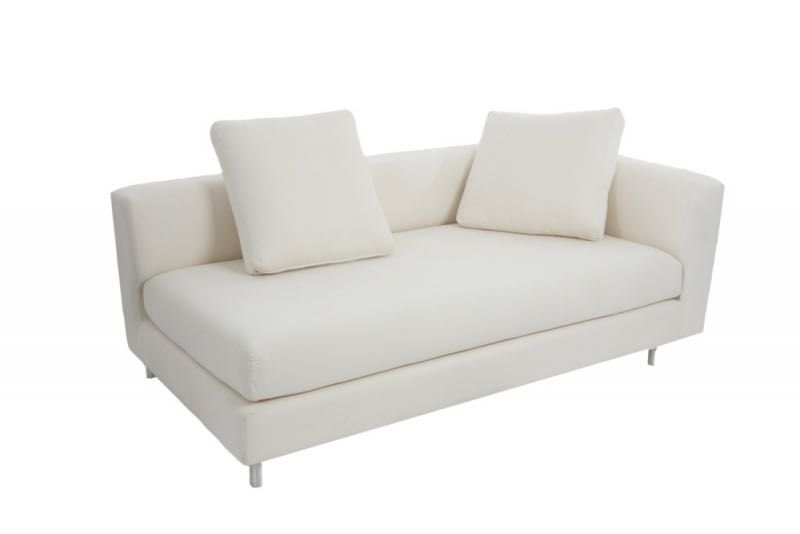 Sofá de esquina, 2 partes, c/ 4 almofadas grandes, algodão branco cru | 300x195x70cm