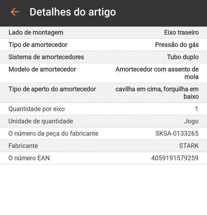 Amortecedores traseiros Honda Civic