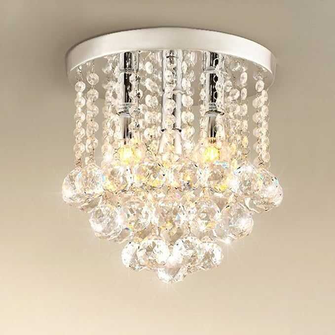 Kryształowy żyrandol Dellemade 3-punktowy E14 nowoczesny srebrny