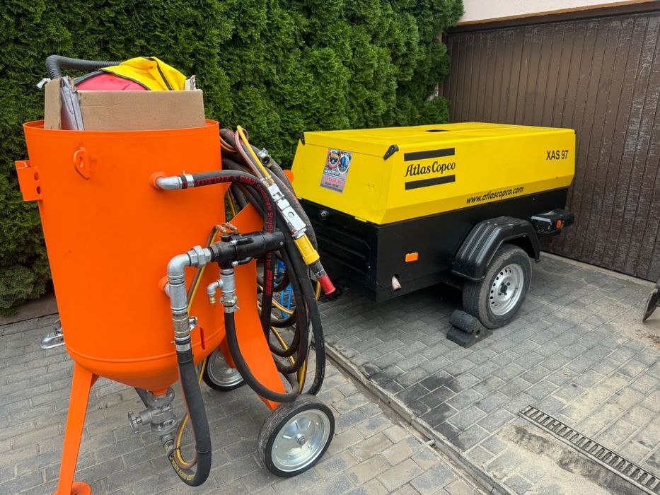 Piaskarka nowa + kompresor Atlas Copco XAS 97