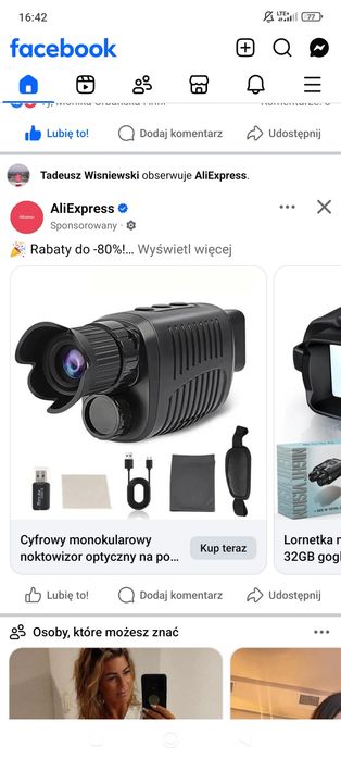 Monookular do obserwacji nocnej noktowizor  i dziennej z funkca camera