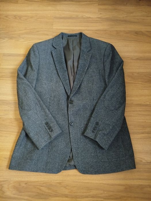 Rover&Lakes klasyczna szara męska marynarka zimowa z łatami XL