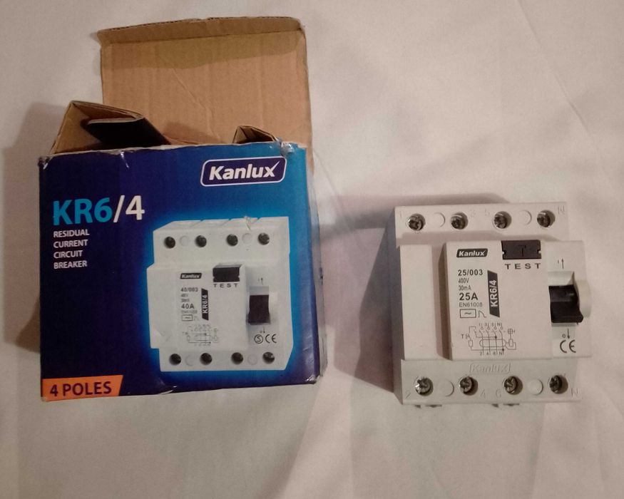 Wyłącznik różnicowoprądowy 4P 30mA 25A 400V Kanlux KR6/4