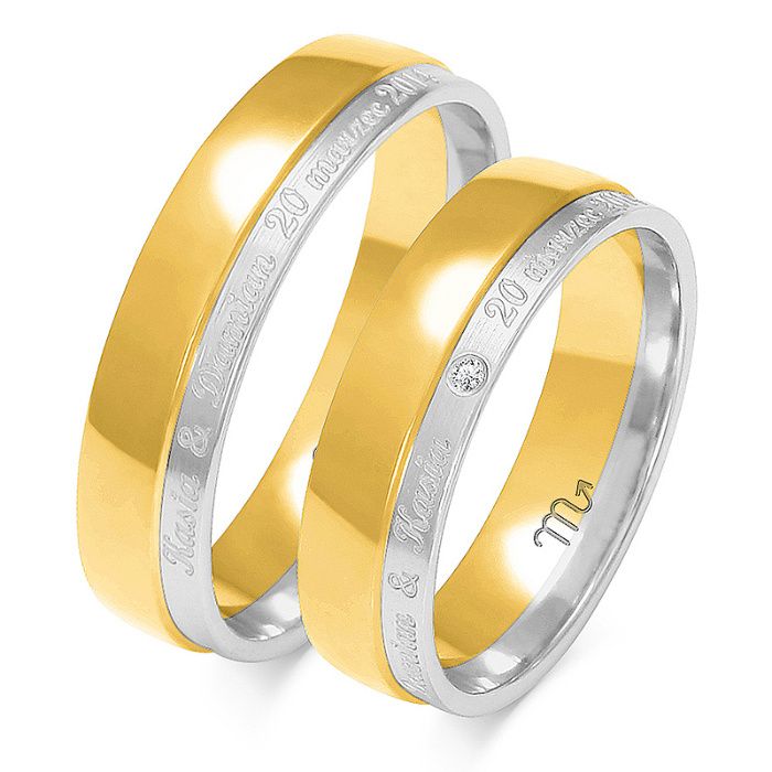 Nataliebizu Złote Obrączki Ślubne z Diamentami