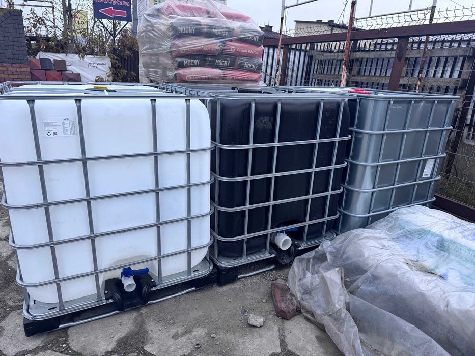 Zbiornik na deszczówkę , Mauzer , na wodę 1000L biały czarny aluminiow