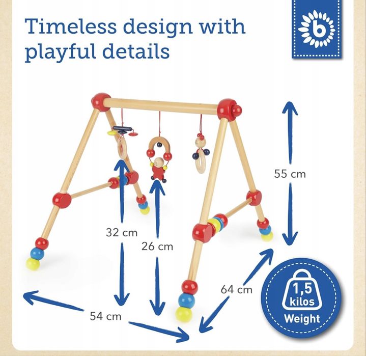 Łuk do zabawy dla niemowląt Bieco drewniany