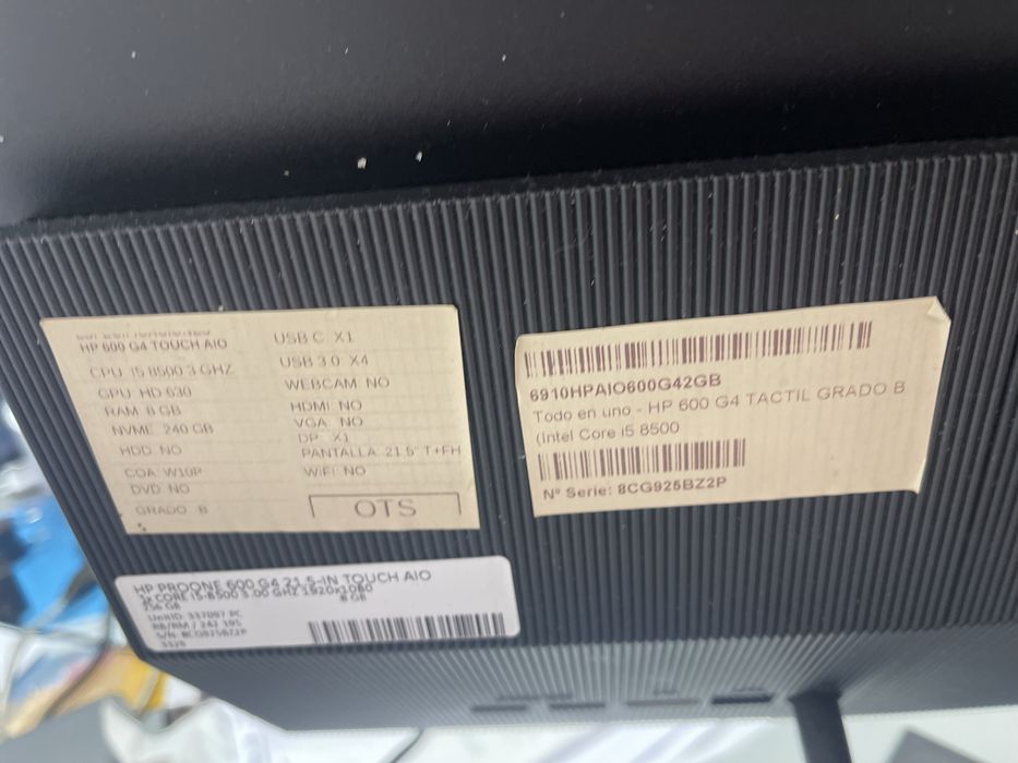 Computador de faturação HP ProOne 600 G4 All-in-One Touch