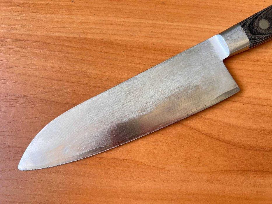 Винтажный кухонный японский нож Сантоку Takara-no Honwarikomi