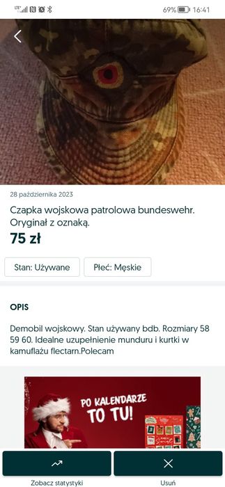 Czapka wojskowa patrolowa. Flectarn.