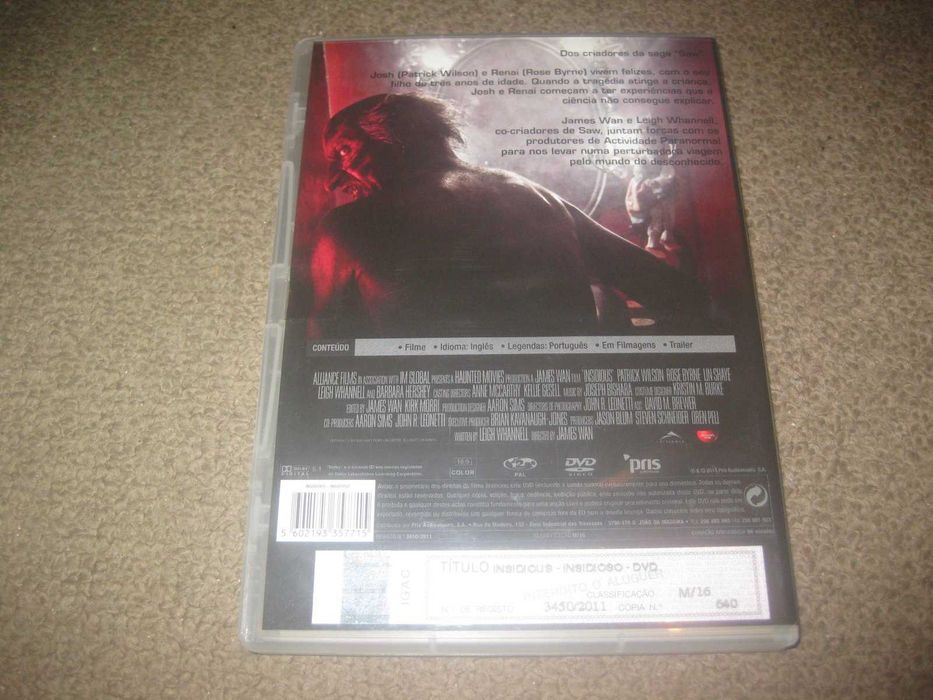 DVD "Insidious" com Patrick Wilson/Raro!