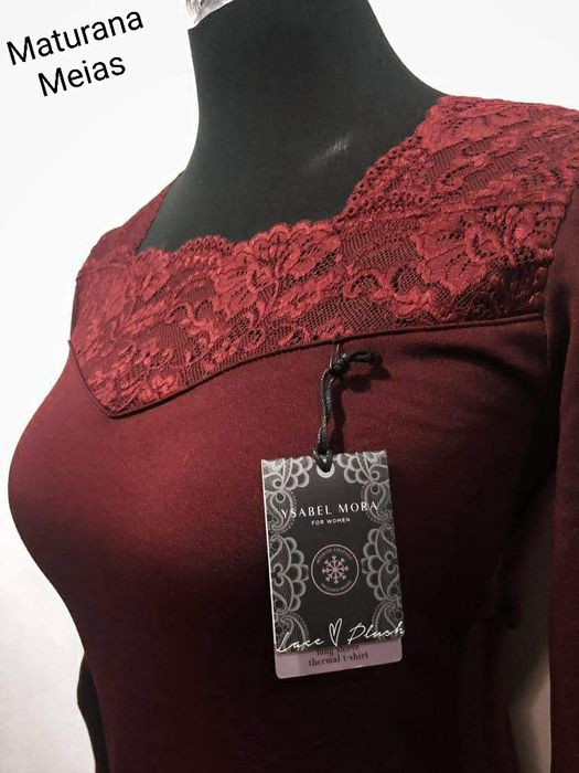Camisola térmica com renda nos punhos