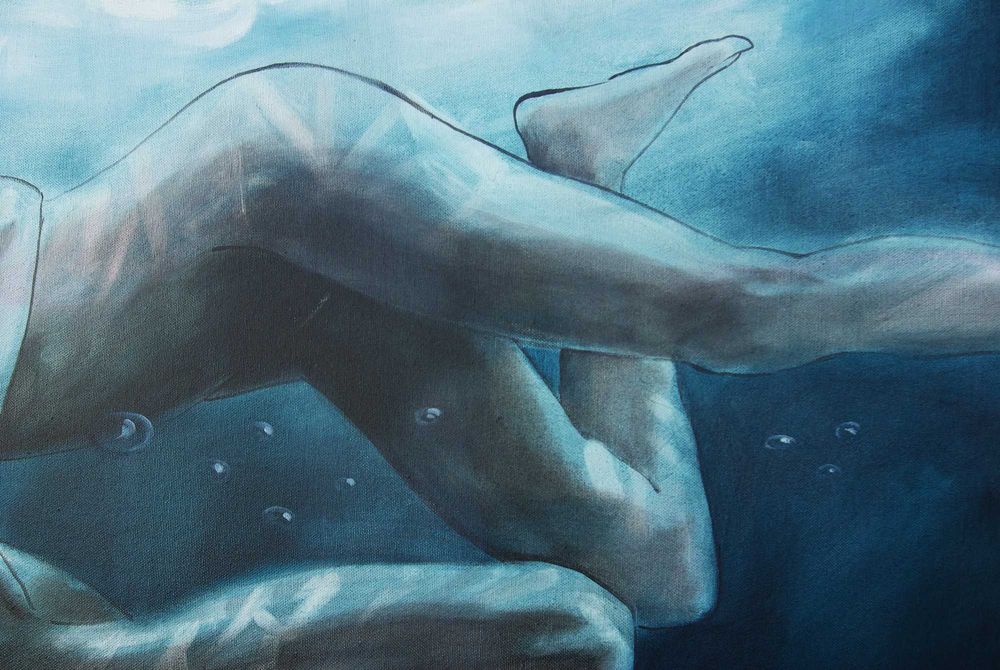 Nu feminino, acrílico sobre tela. Obra original de Carlos Marques