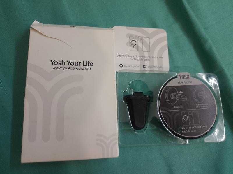 Автомобільний магнітний тримач для телефона бренду yosh з підтримкою magsafe.