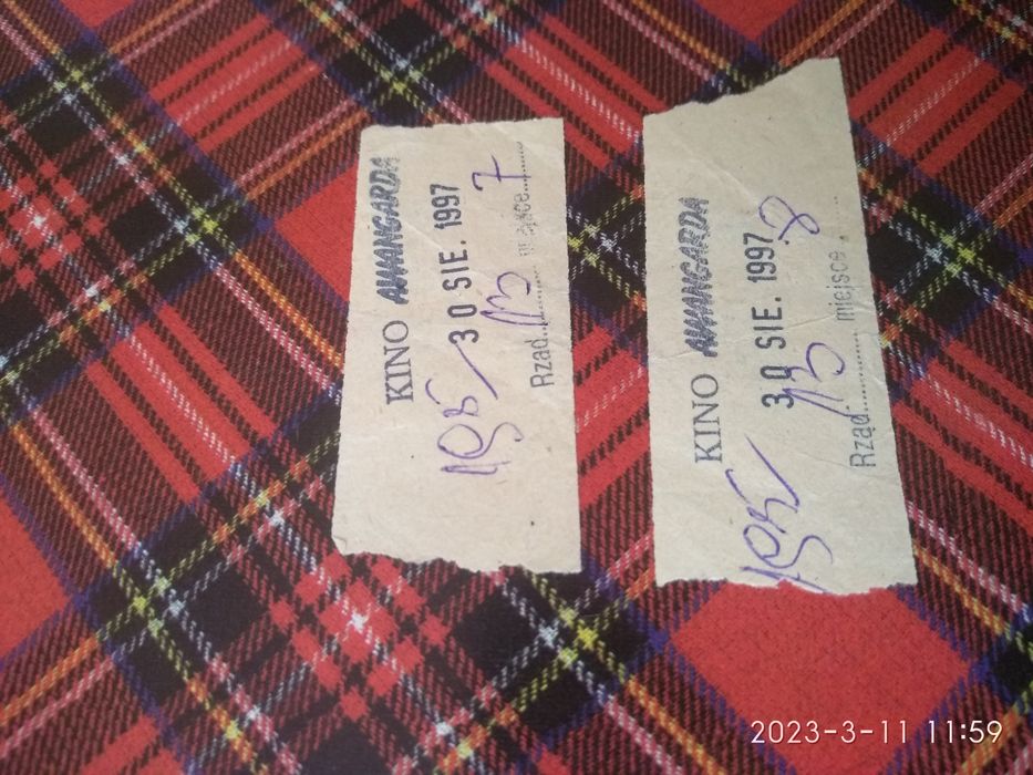 Stare bilety do kina awangarda z 1997 roku