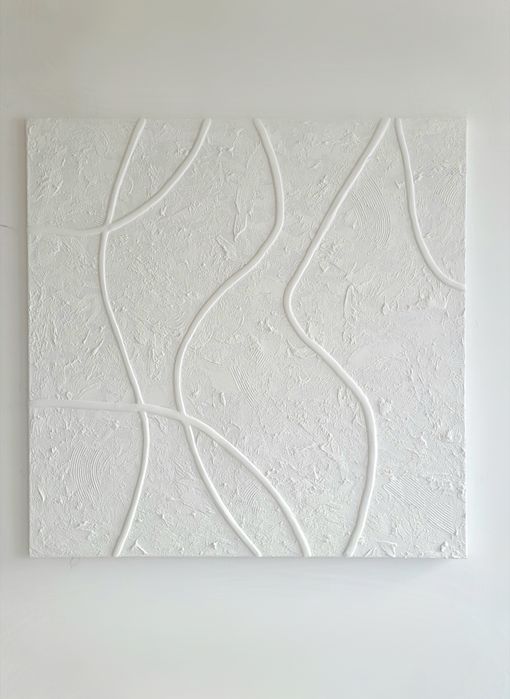 Promocja!  Duży biały  Obraz strukturalny 120x120cm