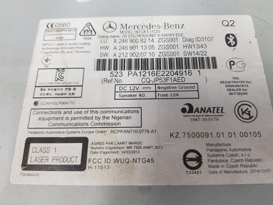 Sistema Navegação Gps Mercedes-Benz Clase A Bm 176