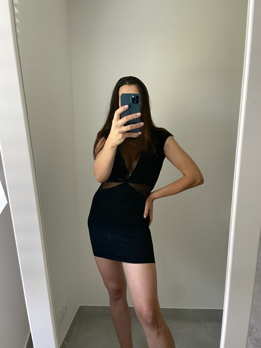 Sukienka 95% rayon sexy mala czarna z siateczki seksowna na wyjscie