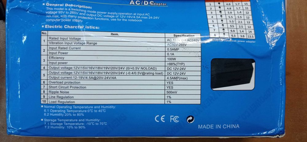 Універсальний блок живлення для ноутбука та інших приладів