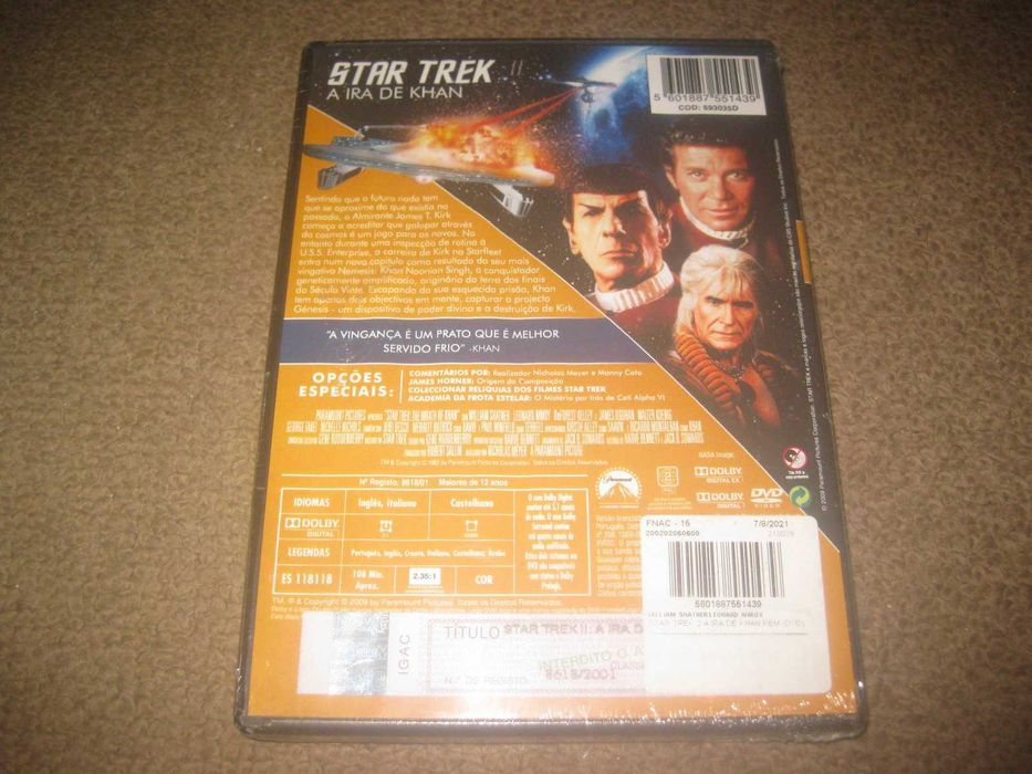 DVD "Star Trek II: A Ira de Khan" com William Shatner/Selado!