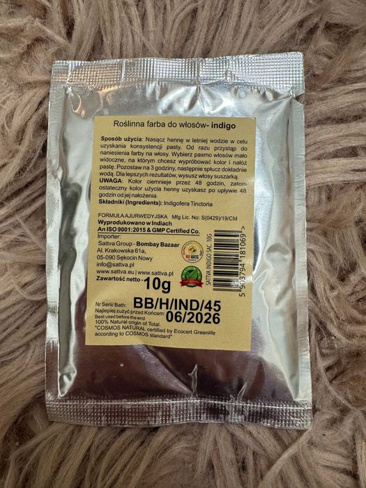 Saszetka Sattva naturalna ziołowa farba do włosów - indigo