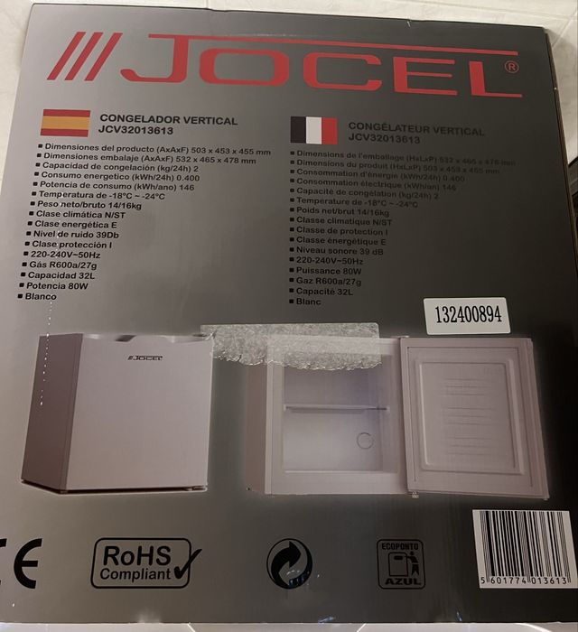 Arca Congeladora Vertical Jocel 32L (Usado: 1 ano)