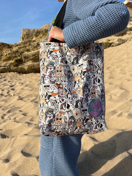 Sacola de compras para cães  Tote shopper Bag with dogs and coffee