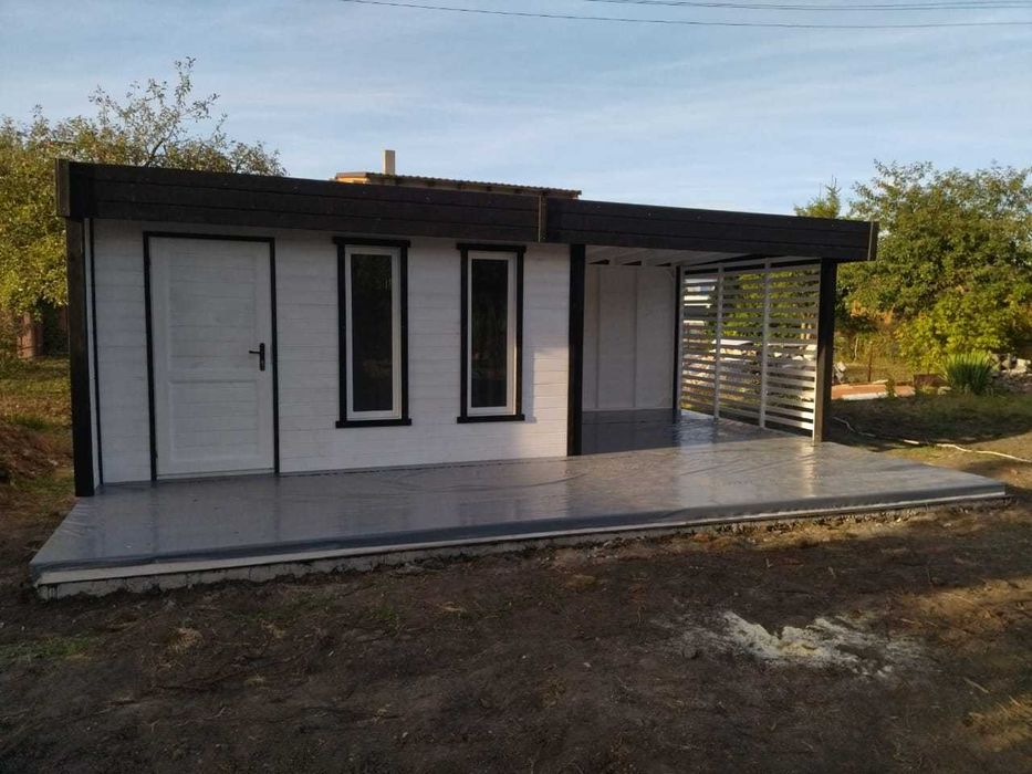 Domek narzędziowy,gospodarczy,drewniany,ogrodowy,magazyn,3x3m+taras3x3