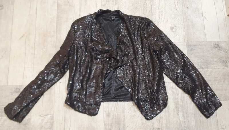 Żakiet marynarka narzutka cekiny czarna Atmosphere S/ M