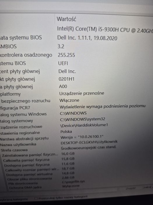 Mocny laptop Dell G3 3590 i5-9gen. GTX 1050 Office