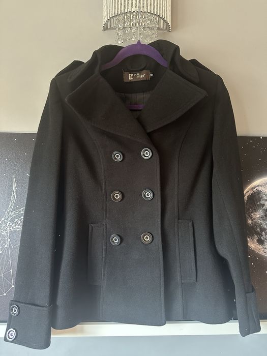 Kurtka marynarka krótki płaszcz czarny dwurzędowy new image 36