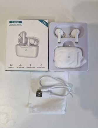 bezprzewodowe słuchawki bluetooth z mikrofonem, białe