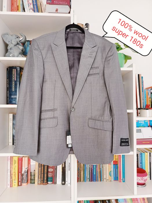 Marynarka, Zecca, 54, szara, 100% wełna, super 180s, nowa z metką
