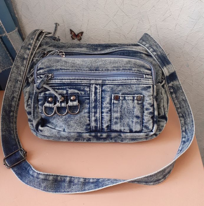 Сумка через плече,джинсова