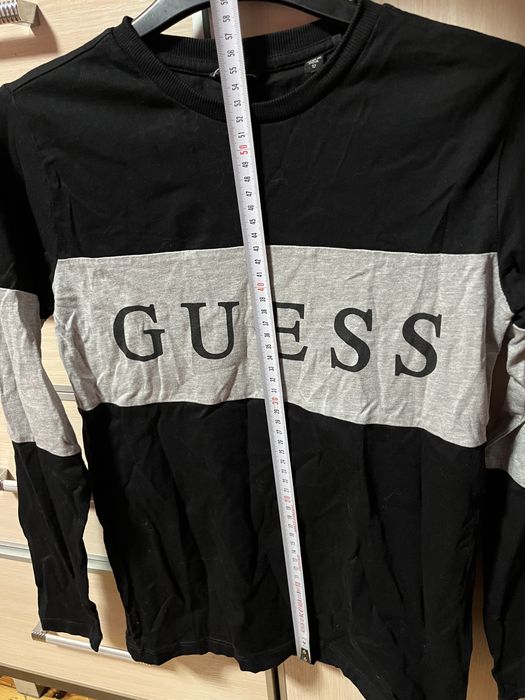 Guess bluzka z długim rękawem bluza czarna z napisem r XS