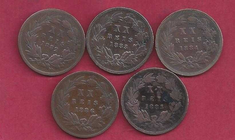 COLEÇÃO XX Reis D. Luis I  1882 a 1886  5 Moedas