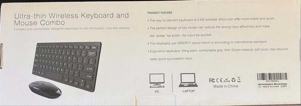Ultra Thin Wireless Keyboard and Mouse Combo Jelly Combo