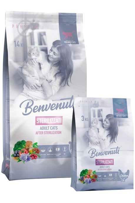 Сухий корм benvenuti для стерилізованих котів 14 кг