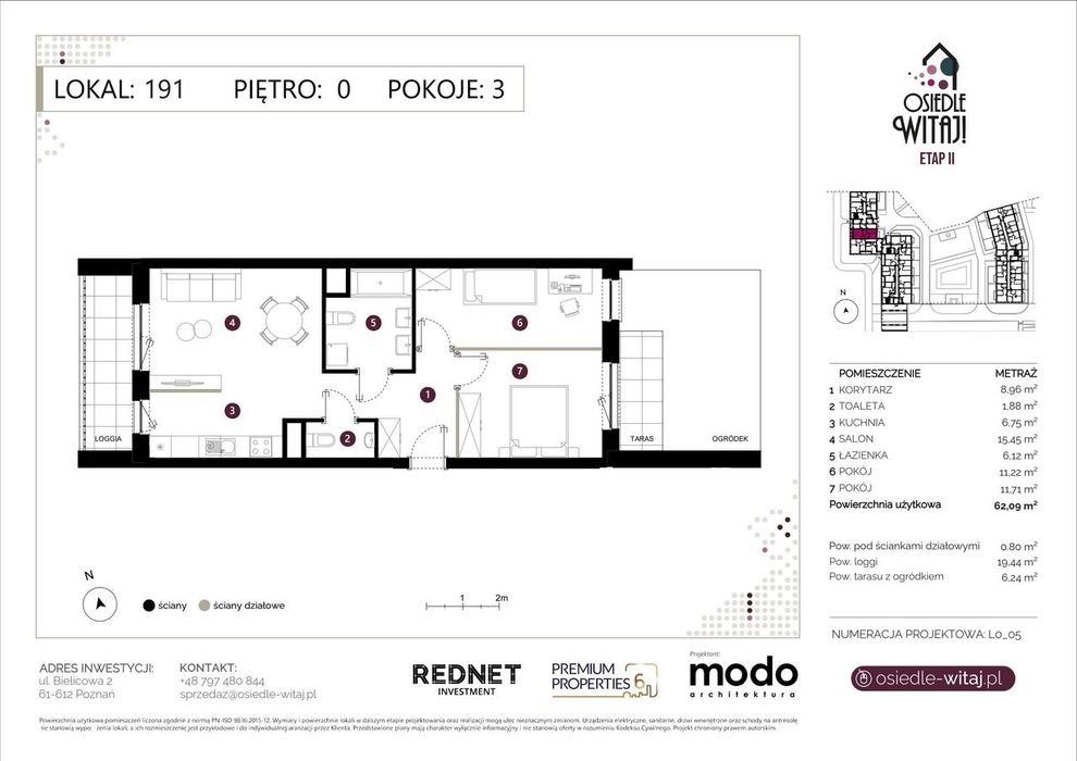 3-pokojowe mieszkanie 62 m² + ogródek - Widok 2