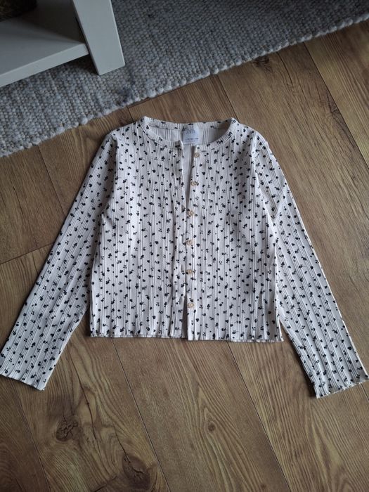 140cm, Zara kremowy bawełniany sweter na guziczki, kardigan