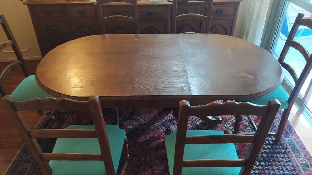 Mesa de jantar extensível com 6 cadeiras