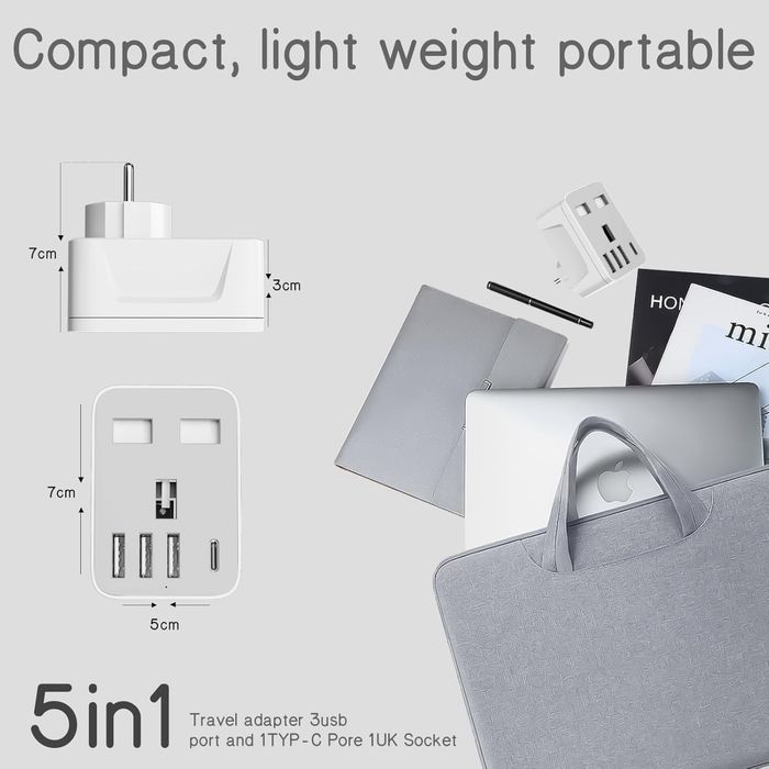 Adapter wtyczki podróżny europejskiej, UK do UE USB-C